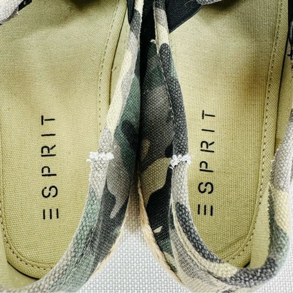 Esprit Size 7.5 Erika Green Camouflage Espadrilles Slip On Flats